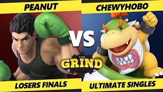 The Grind 284 LOSERS FINALS  ChewyHobo Bowser Jr Vs Peanut Little Mac Smash Ultimate  SSBU [upl. by Shirlie]