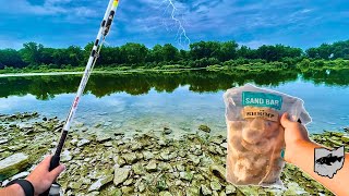 Catching Catfish From The Bank Of The Maumee River Before Storm [upl. by Furiya291]