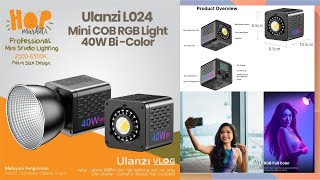 ULANZI L024 COB Light 40W RGB Portable Lampu LED RGB Rechargeable with 20 Effects 2500k6500k CRI 95 [upl. by Aerdnahs]