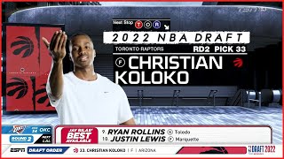 Toronto Raptors Draft Christian Koloko at Pick 33 2022 NBA Draft [upl. by Ogg391]