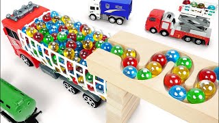 Marble Run Race ☆ HABA Slope amp Retro Makita Truck Excavator Garbage Truck Dump Truck Ambulance [upl. by Woodring]