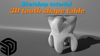 Sketchup Tutorial  How to make 3D tooth shape table sketchup drawing designer model tutorial [upl. by Chyou]