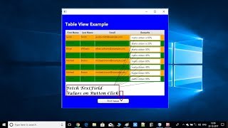 JavaFX TableView  Extract TextField Values on Button Click [upl. by Alla929]