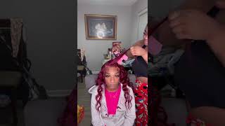 Frontal Wig Install 🩷🖤 houstonhairstylist youtubeshorts [upl. by Cailean]