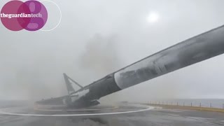 SpaceXs Falcon 9 rocket lands then falls over and explodes [upl. by D'Arcy]