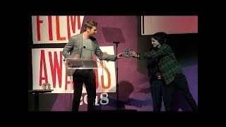 Timothee Chalamet gives award to Armie Hammer at the Texas Film Awards [upl. by Romito]