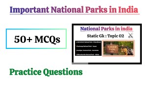 MCQs  Important National Parks in India  Banamalistudycorner [upl. by Imij]