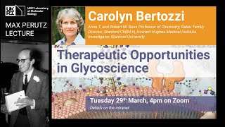 Perutz Lecture 2022  Therapeutic Opportunities in Glycoscience  Carolyn Bertozzi [upl. by Novah]