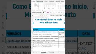 Como Extrair Datas no Início Meio e Fim do Texto no Excel EXTTEXTO e LOCALIZAR exceltips [upl. by Eisac]