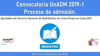 UnADM Convocatoria 20191 Registro Prepa en línea SEP [upl. by Ylreveb109]