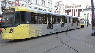 HD Manchester Metrolink Trams around Picadilly Gardens  271015 [upl. by Modeerf]