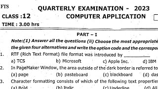 12th computer application Quarterly exam 2024 question paper  Model question paper 2024 [upl. by Cnahc]