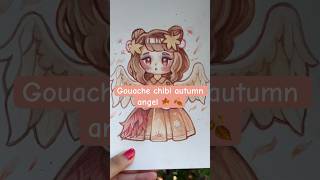 Painting a Kawaii Chibi Autumn Angel 🍂 with Gouache 🎨 🍁 [upl. by Aninaj608]