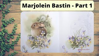 Lapin et pensées partie 1  Marjolein Bastin Inspired by Nature COLOR ALONG  Tuto pas à pas [upl. by Davies]