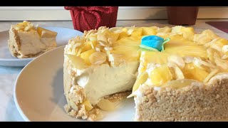 🍒 Cheesecake de Piña Sin Horno BUENÍSIMA Y FÁCIL INGEDIENTS👇 Cheesecake allananas🍍 Senza Forno [upl. by Eelnodnarb386]