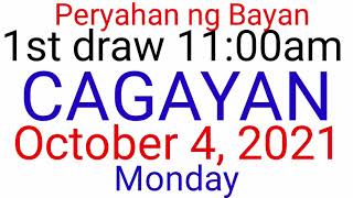 Peryahan ng Bayan  CAGAYAN October 4 2021 1ST DRAW RESULT [upl. by Beitch]