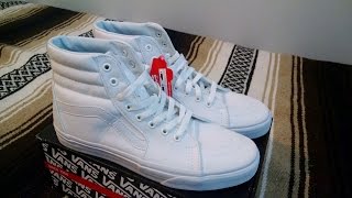 Vans Classic Sk8Hi quotTrue Whitequot Review Canvas Leather [upl. by Aible852]