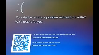 Your device ran into a problem and needs to restartstop codeinaccessible boot devicein lenovo V15 [upl. by Deirdre]