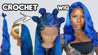 How To Make Half Up Half Down Crochet Wig Using Braiding Hair  DIY [upl. by Boor]