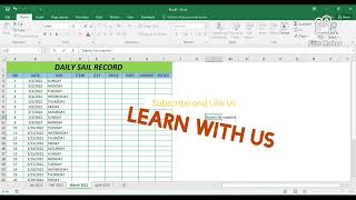 how to create excel daily sales record Make your work easy with daily records daily records [upl. by Binnings]