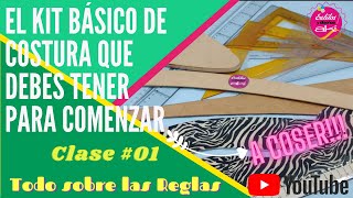 Kit Básico de Costura Lo que debes saber sobre las Reglas Escuadras y Plantillas Curvas Clase 01 [upl. by Maridel]