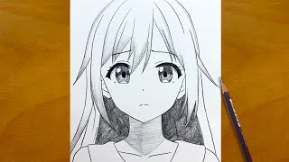 Anime Sketch  How to Draw a Beautiful Anime Girl  Full Drawing Process [upl. by Koralie]