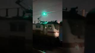 Pantograph ⚡⚡Wap7 in full form with his high speed 130 kmph parallel race in night [upl. by Iam304]