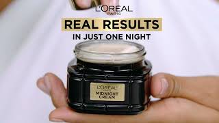 LOreal Paris Midnight Cream  Real Results in Just One Night [upl. by Rogovy]