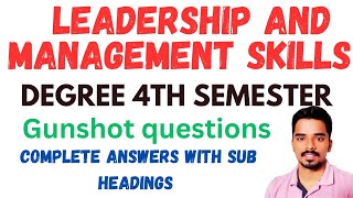 leadership and management skills sec paper important questions degree 4th semester in Telugu [upl. by Nnaeiluj]