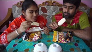 8 ice cream Eating Challenge  husband vs wife eating competition [upl. by Aivull]