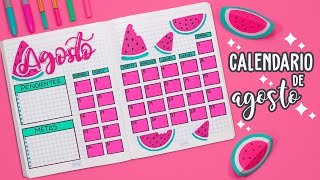 🍉 Como hacer tu PLANEADOR de AGOSTO  BULLET JOURNAL [upl. by Georgeanne515]