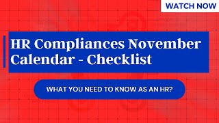 HR Compliances November Calendar 2024  EXPERTS Checklist  What you need to know [upl. by Viviyan]