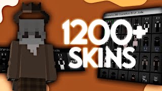 MCPE COSMETICS SKINPACK  1200 Skins works on hive [upl. by Wilonah348]