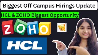 Zoho and Hcl Biggest Hirings  Software Developer  Freshers and Experience both can apply [upl. by Pardew]