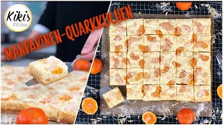 MandarinenQuarkkuchen vom Blech  Quarkschnitten mit Mandarinen  Blechkuchen [upl. by Dnalram]