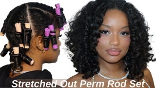 STRETCHED PERM ROD TUTORIAL FOR FULL amp BOUNCY CURLS  NATURAL HAIR CARE [upl. by Yelsek746]