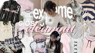 🩰 EXTREME CLOSET CLEANOUT MAKEOVER  TOUR 🎧🎀 organization decluttering aesthetic coquette｡˚♡ [upl. by Anestassia]