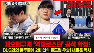 T1 5번째 롤드컵우승 페이커에게 또 당하자 중국팬들 갈리오 제발 삭제하라며 난리났다 패배한 BLG 빈의 마지막 발언 롤이슈 붐바야 [upl. by Areip134]