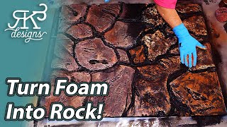 How To Create A Rock Wall With Foam Board Paint And Epoxy  RK3 Designs [upl. by Ihcas838]