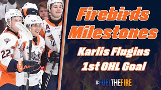 Firebirds Milestones  Karlis Flugins 1st Career OHL Goal [upl. by Nortad771]