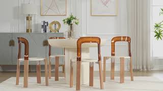 Wahson Modern Armless Dining Chairs with Wooden Legs Curved Back Side Chairs for Home Dining Room [upl. by Llenel]