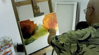 Leonid Afremov Painting live a painting of bridge  part 1 [upl. by Aiykan]