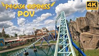 Pegase Express POV Front Row 4K 60FPS Parc Asterix Gerstlauer Family Coaster  NonCopyright [upl. by Alebasi]