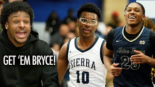 Bronny James Reacts to Bryce James Biggest Game Sierra Canyon vs Notre Dame Wild Finish [upl. by Enahpad303]