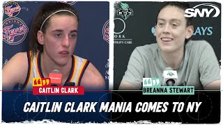 Caitlin Clark on playing in New York vs Liberty Breanna Stewart on Clarks immediate impact  SNY [upl. by Einahteb]