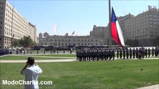 Izamiento Gran Bandera Nacional y sobrevuelo Halcones FACh [upl. by Leshia]