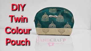 DIY Twin Colour Pouch How to sew Unique Pouches diy pouches stitchingideas pouchmaking [upl. by Snej125]