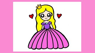 How to draw cute PRINCESS  How to draw a cute GIRL [upl. by Aniaz586]