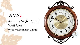 37cm Antique Style Round Wall Clock With Westminster Chime By AMS [upl. by Harv]