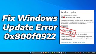 How To Fix 0x800f0922 Windows Update Error on Windows 11  Solve Windows 11 Update Error 0x800f0922 [upl. by Erasme701]